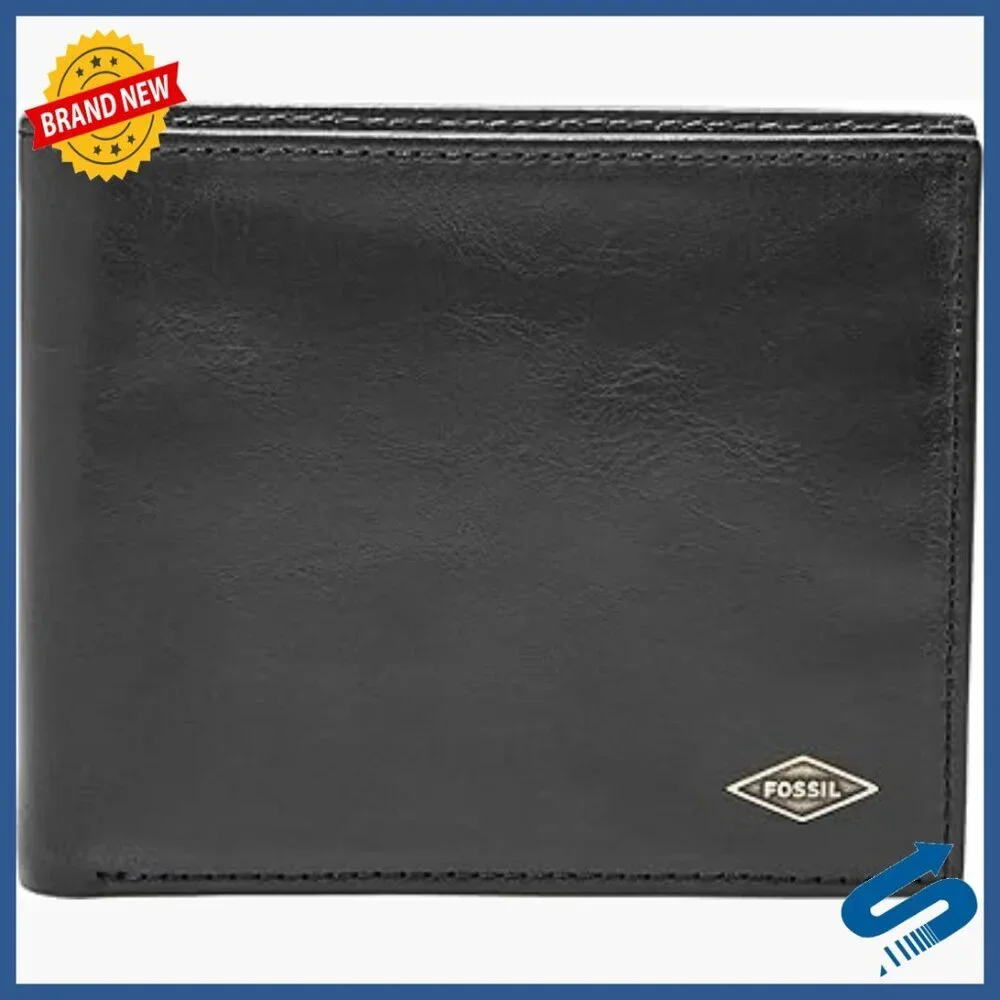 Men's Genuine Leather Bifold Wallet with Coin Pocket and RFID Blocking